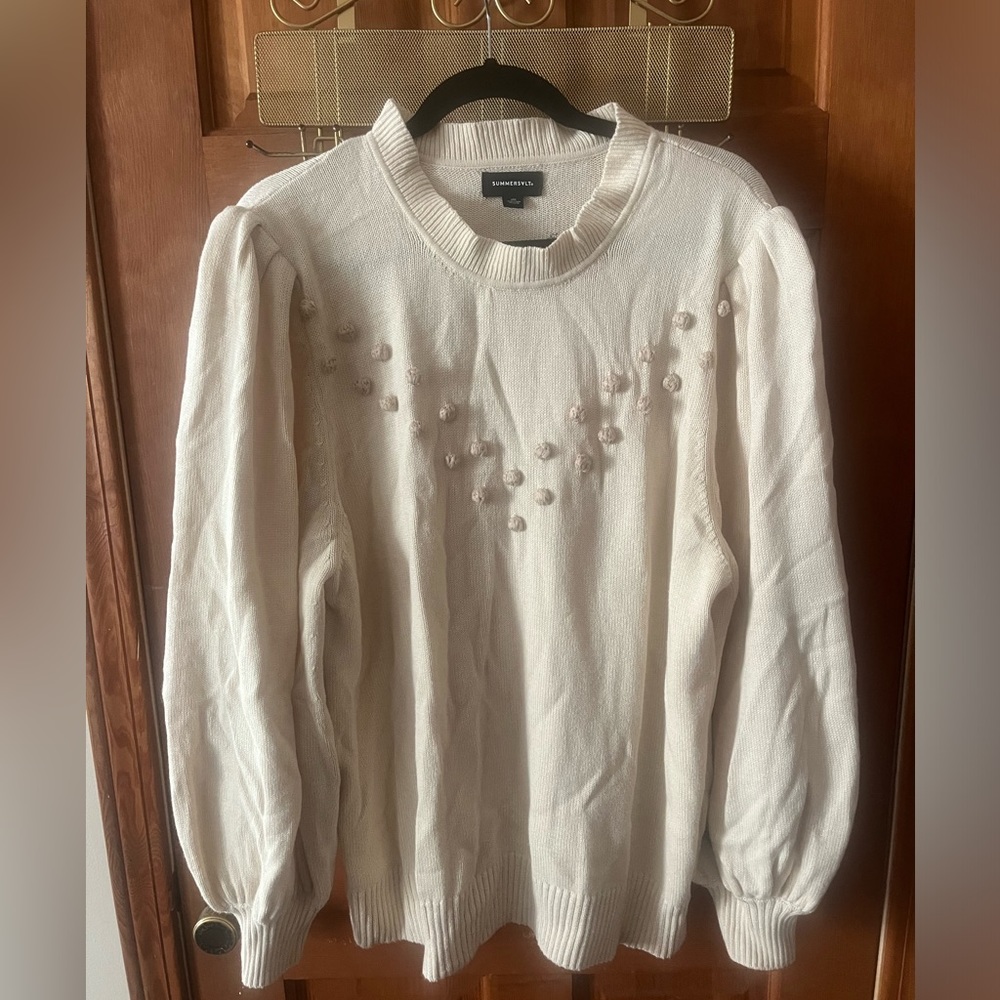 Summersalt Balloon Sleeve Pompom Sweater